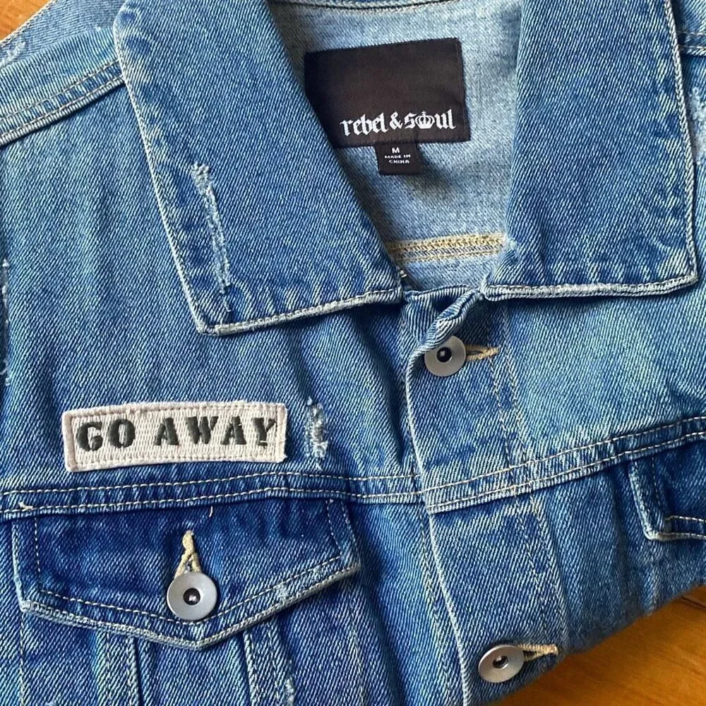 Rebel & Soul Long Sleeve Button Jean Jacket Women Medium Y2K Blue B13 - Picture 6 of 6